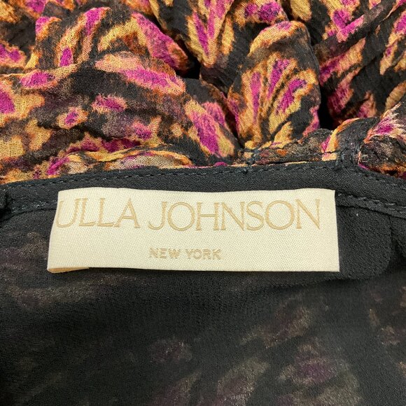 Ulla Johnson Purple / Tan Printed Silk Midi Dress - Picture 4 of 6